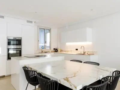 Cuisine ou kitchenette dans l'établissement Appartement Avec Terrasse Centre-ville Croisette