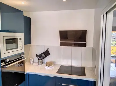 Cuisine ou kitchenette dans l'établissement Résidence le Serra A2