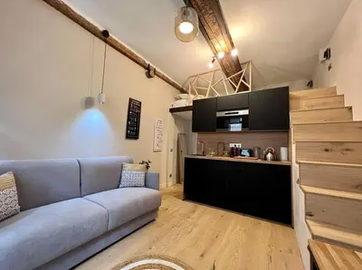 Cuisine ou kitchenette dans l'établissement Antibes cute Duplex Studio