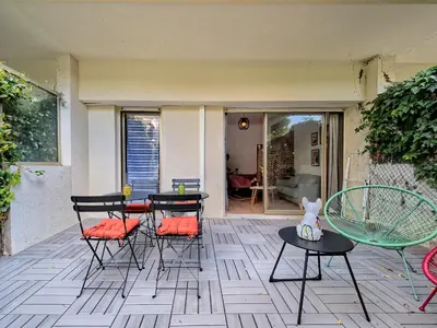 Coin salon dans l'établissement Studio cosy à 30 mètres de la plage
