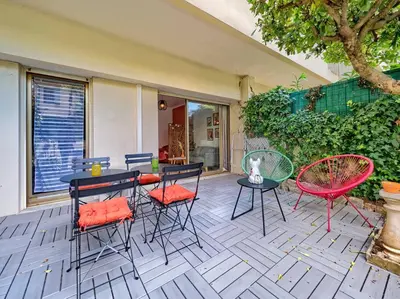 Coin salon dans l'établissement Studio cosy à 30 mètres de la plage