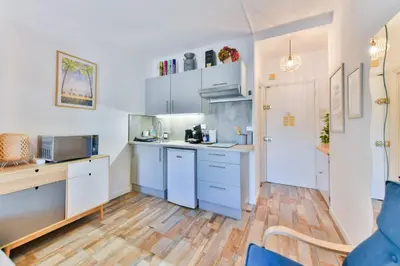 Cuisine ou kitchenette dans l'établissement LE FESTIF splendide studio avec loggia au Carré d'Or