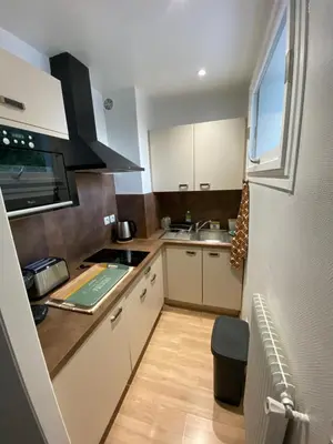 Cuisine ou kitchenette dans l'établissement Joli studio calme et central