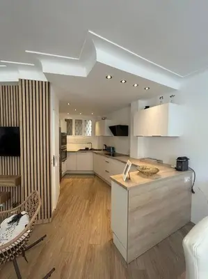 Cuisine ou kitchenette dans l'établissement Cannes : Appartement rénové proche plage