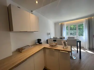 Cuisine ou kitchenette dans l'établissement Cannes : Appartement rénové proche plage