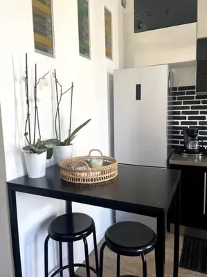 Cuisine ou kitchenette dans l'établissement T3 moderne et climatisé - Plages à pied - PARKING GRATUIT