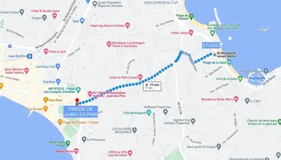 Plan de l'établissement Cap d'Antibes Studio et terrasse face à la mer