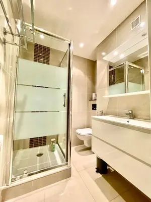 Salle de bains dans l'établissement Bel appartement Centre ville, mer, Croisette
