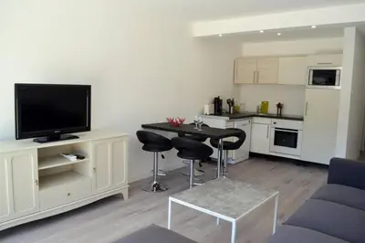 Cuisine ou kitchenette dans l'établissement Villeneuve Loubet Village idéal