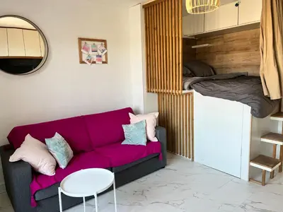 Coin salon dans l'établissement Charmant studio pour 3 personnes