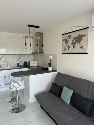Cuisine ou kitchenette dans l'établissement Studio Antibes Port Vauban.