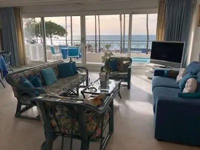 Coin salon dans l'établissement Appartement Miramar Cannes Croisette