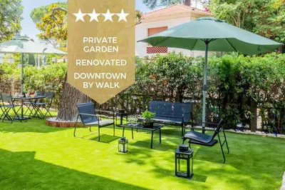 Jardin de l'établissement Garden-level apartment 10-min on foot to City Center