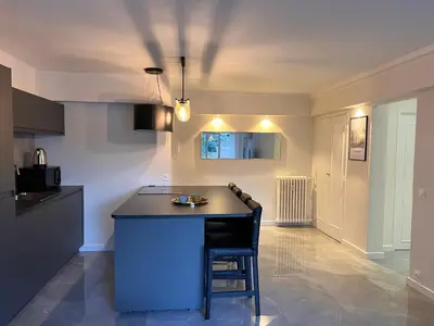 Cuisine ou kitchenette dans l'établissement Les Arènes - Cannes centre, Charmant 2 pièces récemment rénové de 45 m2 avec sa terrasse de 10 m2