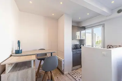 Cuisine ou kitchenette dans l'établissement Magnificent studio with terrace - center of Cannes