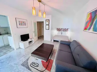 Télévision ou salle de divertissement dans l'établissement L'Eden : Apt 4 Prs, clim, parking,300 m des plages