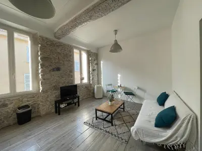 Coin salon dans l'établissement Charming Haven in Antibes