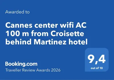 Certificat, récompense, panneau ou autre document affiché dans l'établissement Cannes city center cozy studio 100 m from beach AC Wifi all within walking distance