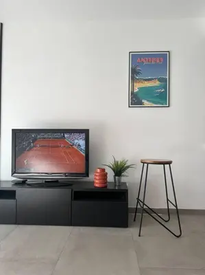 Télévision ou salle de divertissement dans l'établissement Studio proche plage et vieil Antibes + Parking