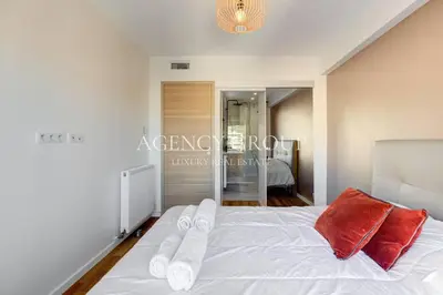 Un ou plusieurs lits dans un hébergement de l'établissement Appartement 3P - Vue Mer - Proche de la Croisette