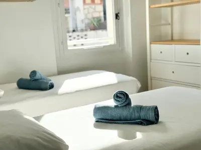 Un ou plusieurs lits dans un hébergement de l'établissement Cosy 3 pièces vieil Antibes proche port Vauban