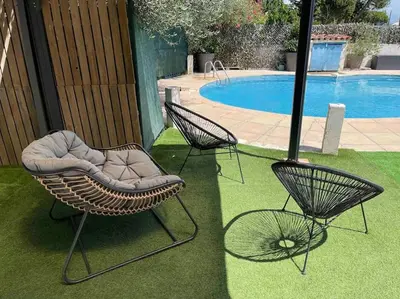 Piscine de l'établissement Villa climatisée piscine 3 chambres mer à 800m ou située à proximité