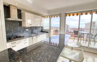 Cuisine ou kitchenette dans l'établissement Le Clair Golfe-Juan - T2 terrasse vue mer Parking privé WIFI - LIMESTAY