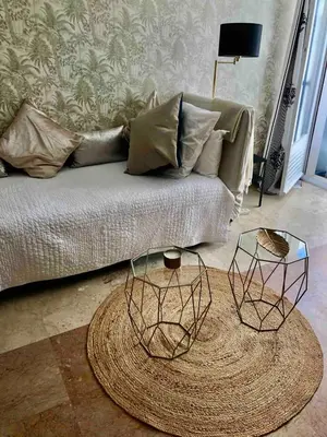 Coin salon dans l'établissement Cannes Croisette Studio 3 pers Cosy CLIM WIFI PKG