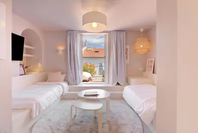 Un ou plusieurs lits dans un hébergement de l'établissement Alma Florian apartment 4 people with terrace