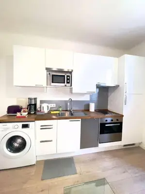 Cuisine ou kitchenette dans l'établissement Le Canada - 2Pièces Croisette plage derrière le Carlton calme