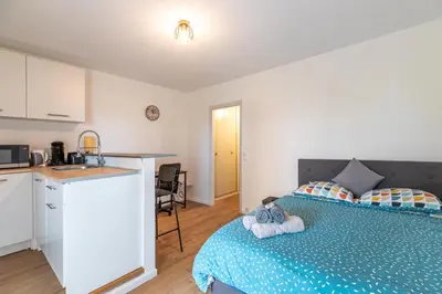 Cuisine ou kitchenette dans l'établissement Studio avec terrasse vue jardin