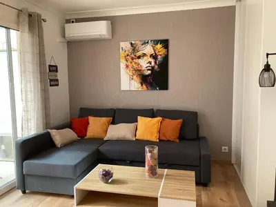 Coin salon dans l'établissement STUDIO à 50 mètres de la plage