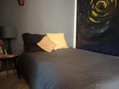 Un ou plusieurs lits dans un hébergement de l'établissement STUDIO VILLA VIANNEY