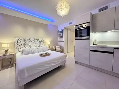 Cuisine ou kitchenette dans l'établissement Magnifique studio bohème neuf cœur de ville