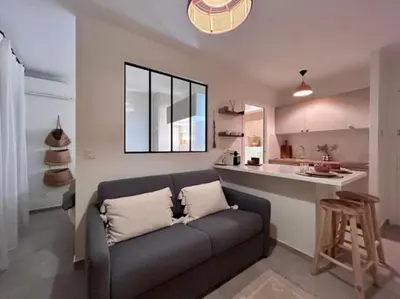 Cuisine ou kitchenette dans l'établissement Appartement Cannes 1 chambre - QG