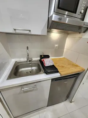 Cuisine ou kitchenette dans l'établissement Studio Marina baie des Anges, 3 lits,clim, plages