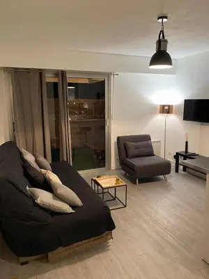 Coin salon dans l'établissement Beau studio proche mer, gare et commerces
