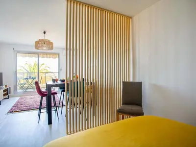 Coin salon dans l'établissement Apartment Les Coralines by Interhome
