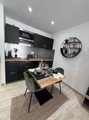 Cuisine ou kitchenette dans l'établissement Superbe Studio avec balcon Rue d’Antibes