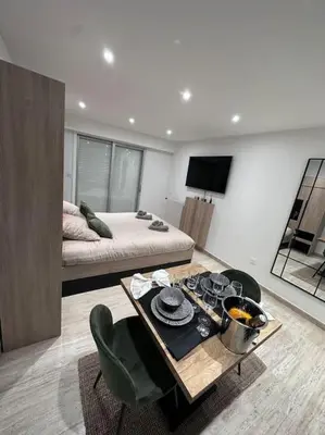 Télévision ou salle de divertissement dans l'établissement Superbe Studio avec balcon Rue d’Antibes