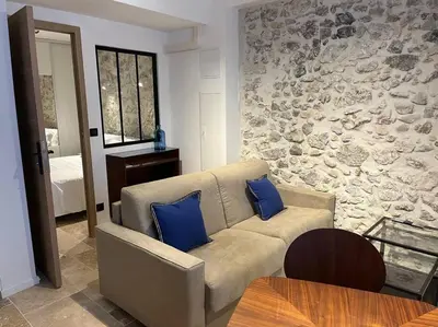 Coin salon dans l'établissement MORINGA - New unit for 2 AC close to beach