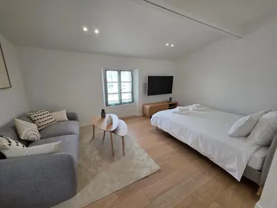 Un ou plusieurs lits dans un hébergement de l'établissement Face Port Vauban - Appartements au cœur du Vieil Antibes