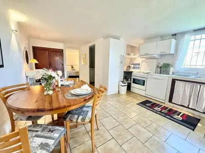 Cuisine ou kitchenette dans l'établissement Bas de villa provençale 2 pièces avec Jardin