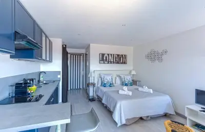 Cuisine ou kitchenette dans l'établissement Le Mimosas - Studio Cannes centre - Vue mer Terrasse WIFI climatisation