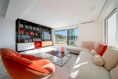 Coin salon dans l'établissement Sumptuous terrace apartment - Cannes - Sea view