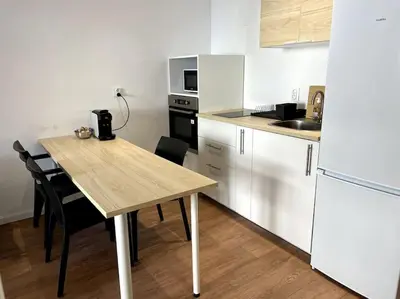 Cuisine ou kitchenette dans l'établissement Superbe appartement 2P climatisé - Plages à pieds