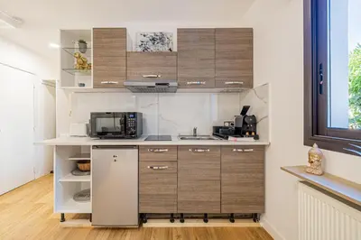 Cuisine ou kitchenette dans l'établissement 4 BARON - Spacieux studio rénové quartier des Anglais