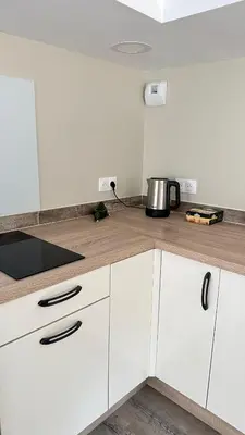 Cuisine ou kitchenette dans l'établissement Meublé 2P 40 m2 dans villa avec piscine à Vallauris, 4 km de la mer