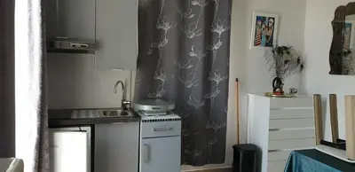 Cuisine ou kitchenette dans l'établissement Appt T1 meublé-Juan les Pins-Logt6