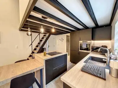 Cuisine ou kitchenette dans l'établissement BRP Cannes Center,Two-Bed Deluxe Apart with Spa bath